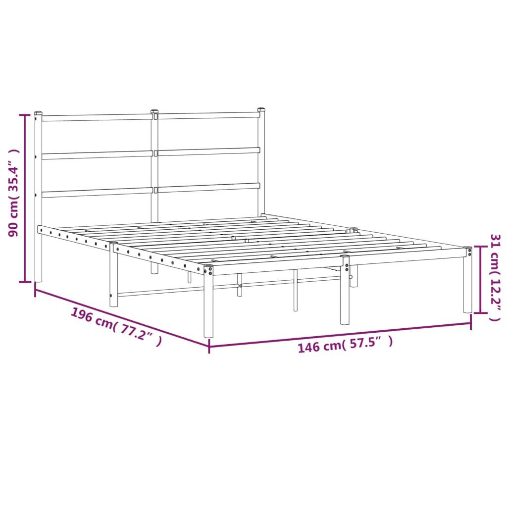 sengeramme med sengegavl 140x190 cm metal hvid