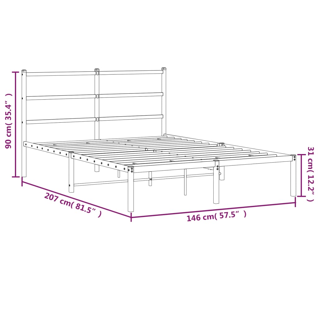 sengeramme med sengegavl 140x200 cm metal hvid