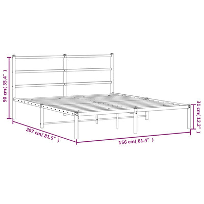 sengeramme med sengegavl 150x200 cm metal hvid