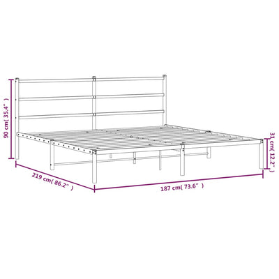 sengeramme med sengegavl 183x213 cm metal hvid