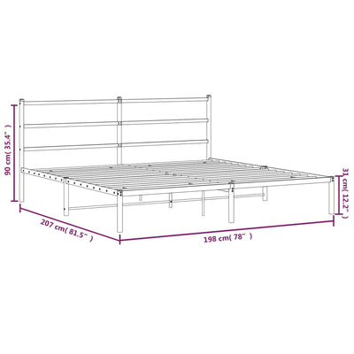 sengeramme med sengegavl 193x203 cm metal hvid