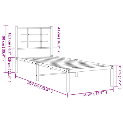 sengeramme med sengegavl 80x200 cm metal sort