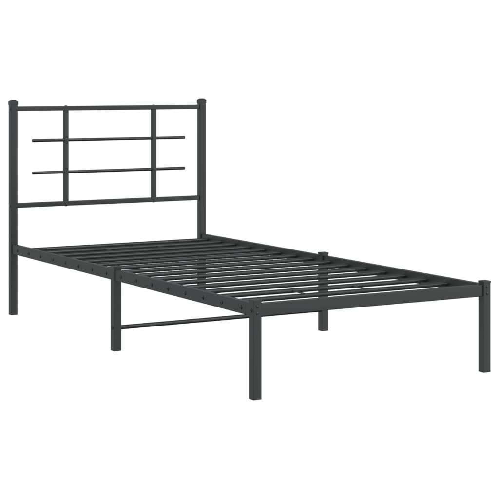 sengeramme med sengegavl 90x190 cm metal sort