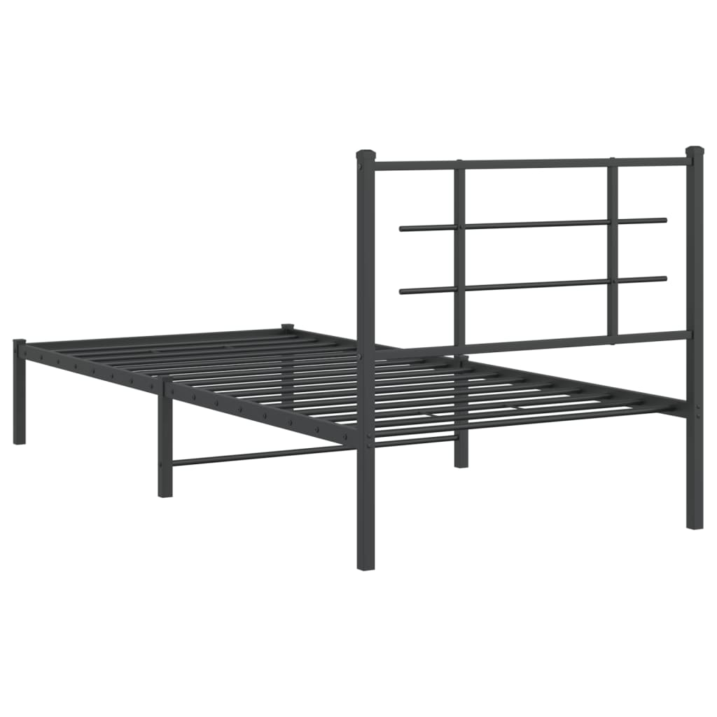 sengeramme med sengegavl 90x190 cm metal sort