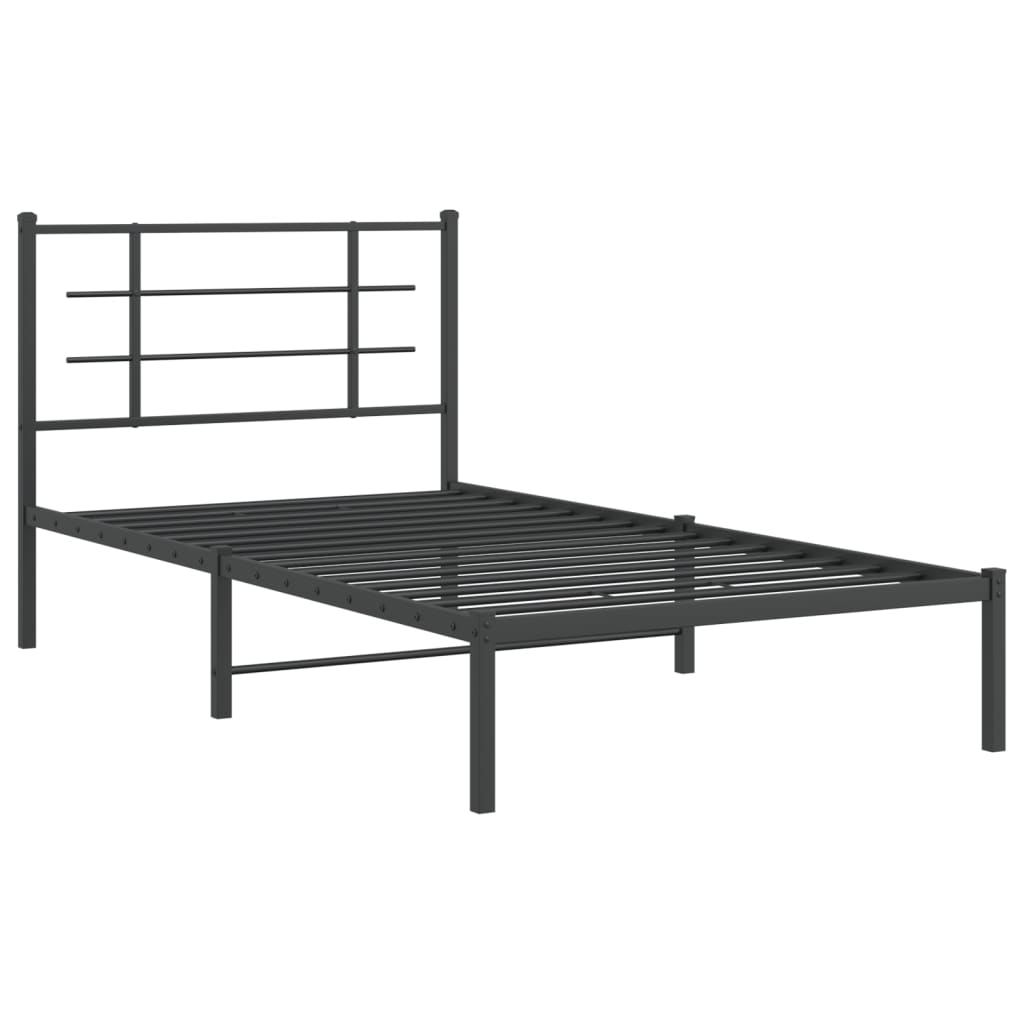 sengeramme med sengegavl 100x190 cm metal sort