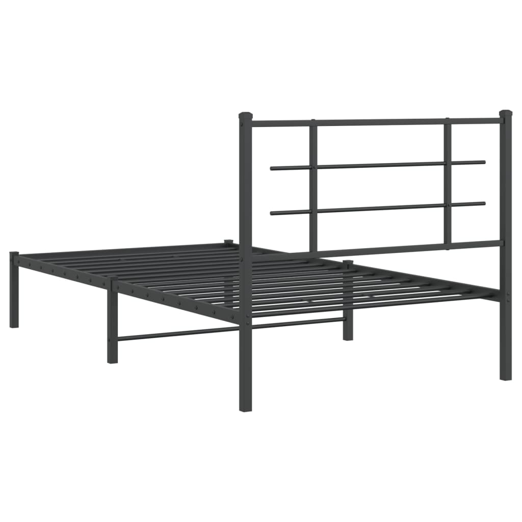 sengeramme med sengegavl 100x190 cm metal sort