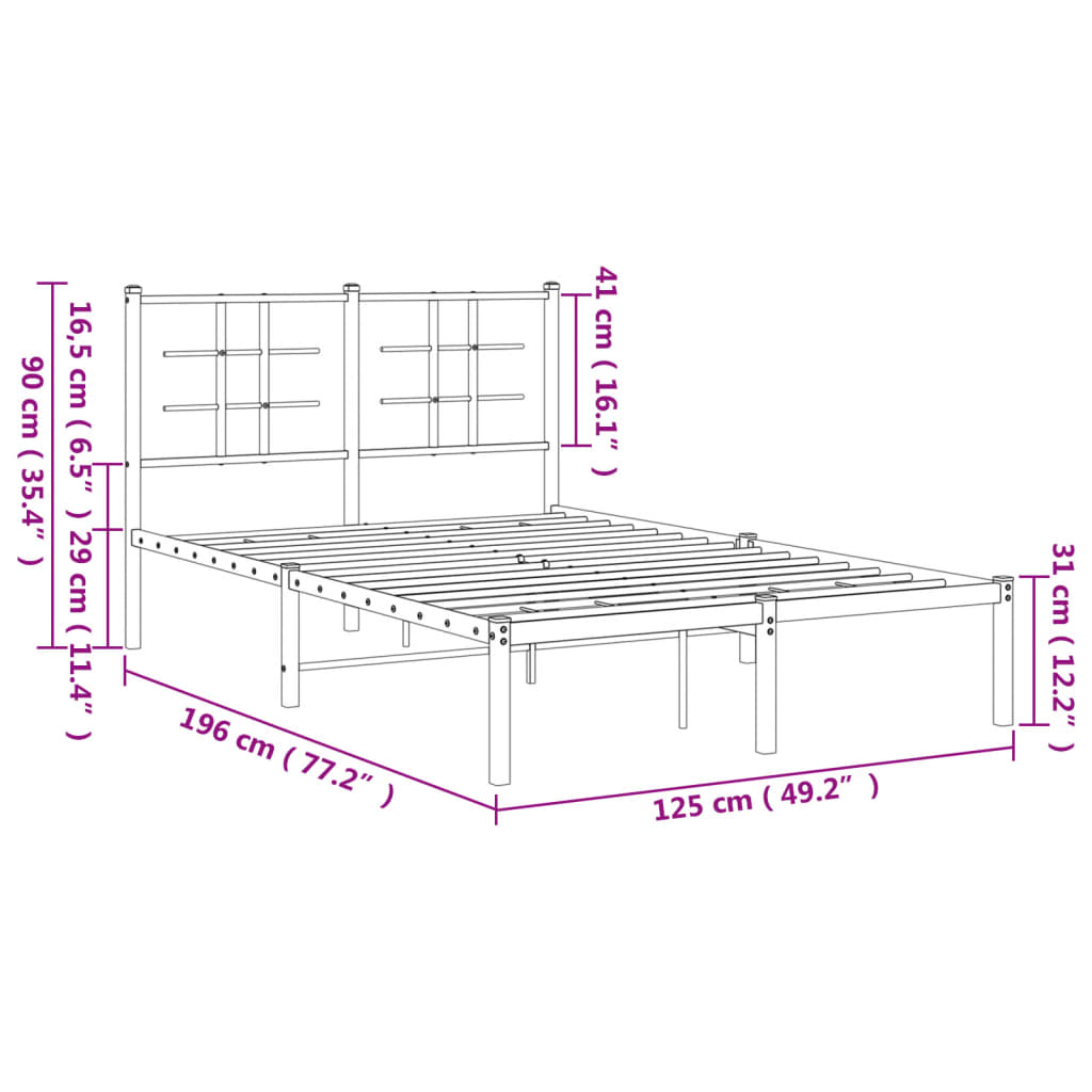 sengeramme med sengegavl 120x190 cm metal sort