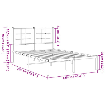 sengeramme med sengegavl 120x200 cm metal sort