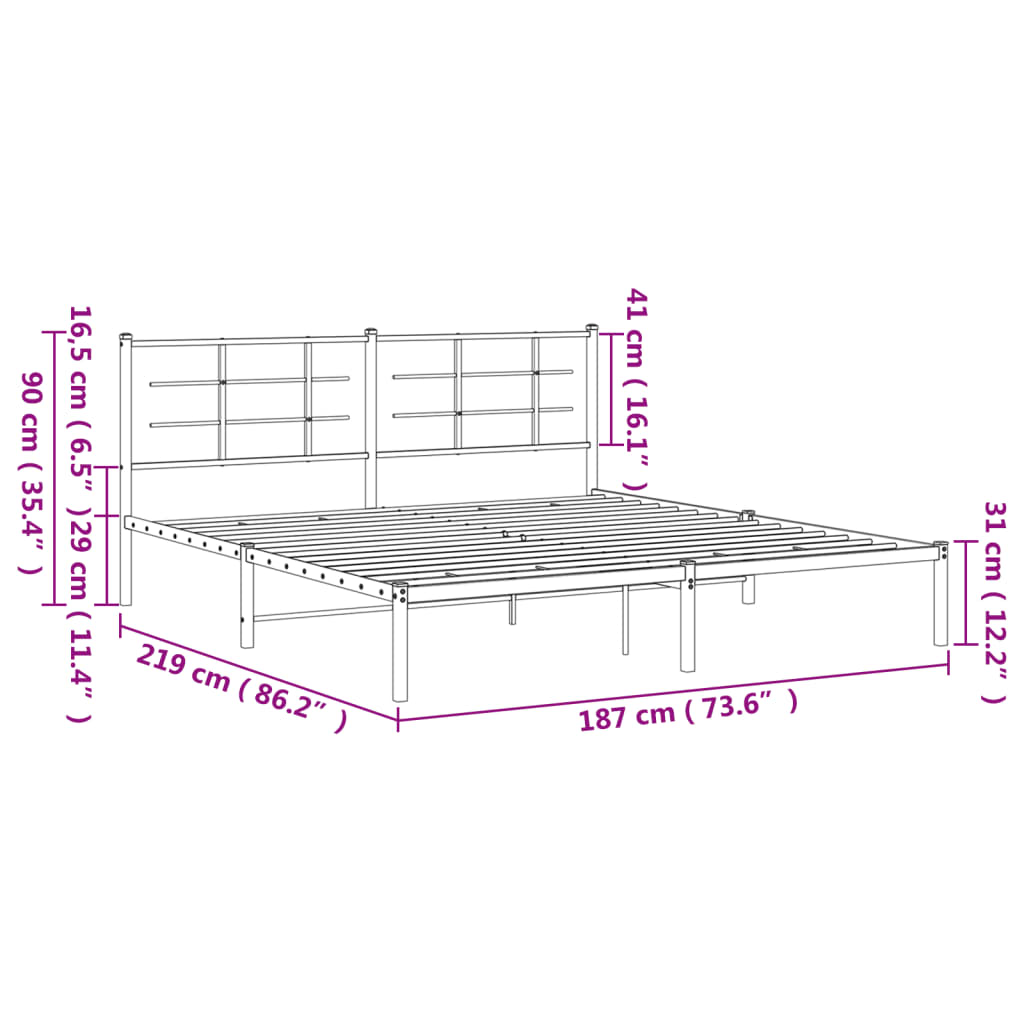 sengeramme med sengegavl 183x213 cm metal sort