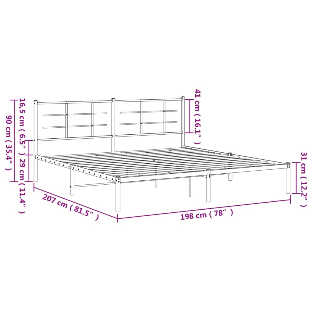 sengeramme med sengegavl 193x203 cm metal sort