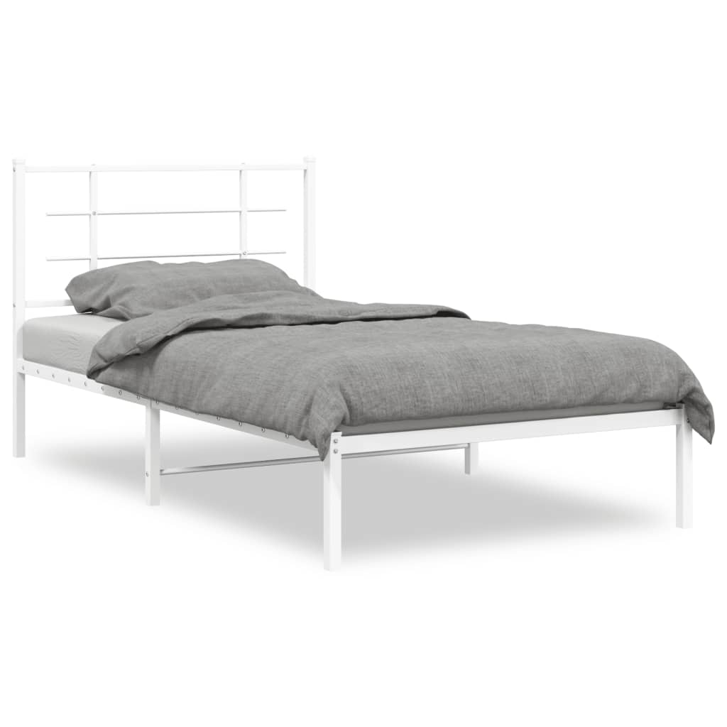 sengeramme med sengegavl 100x190 cm metal hvid