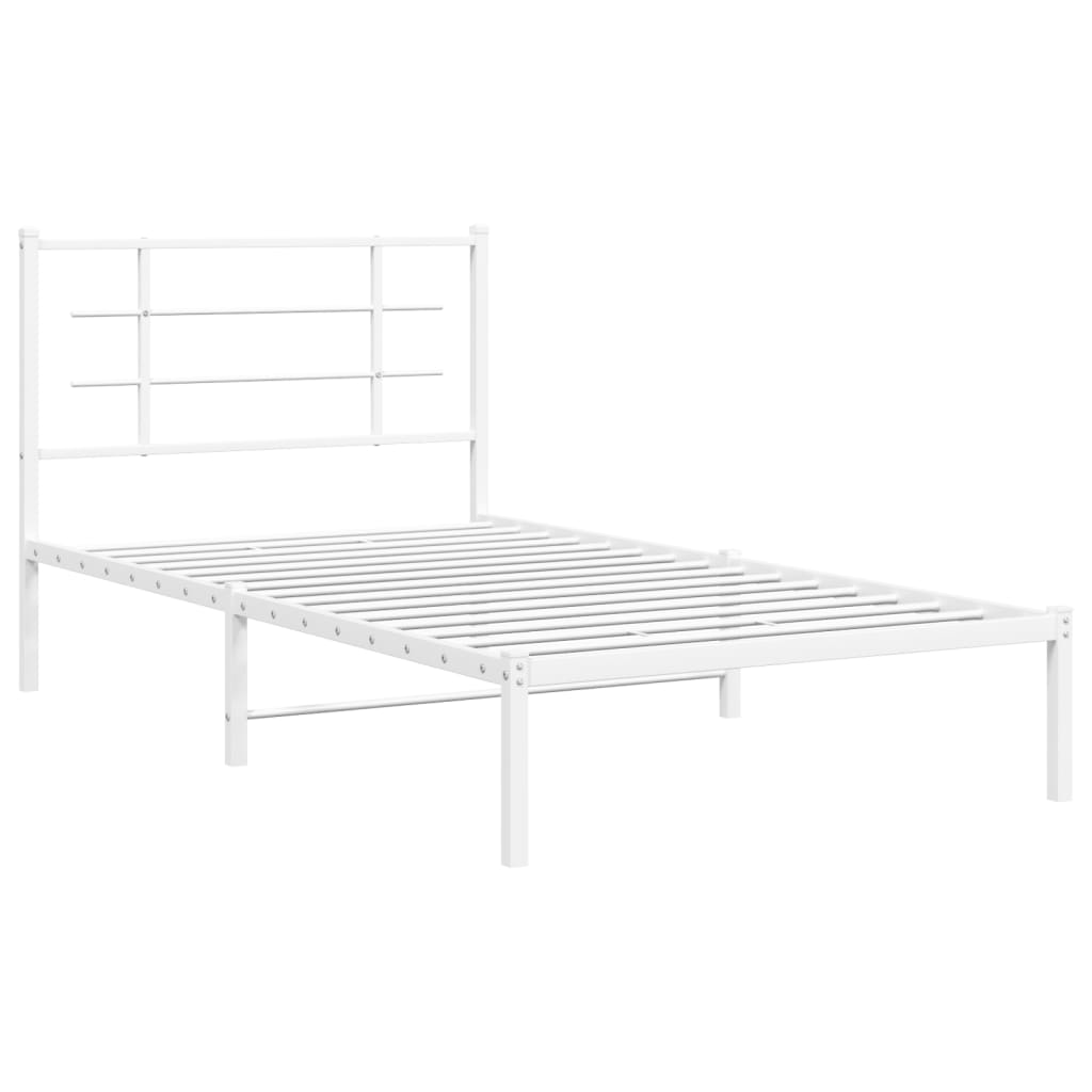 sengeramme med sengegavl 100x190 cm metal hvid