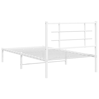 sengeramme med sengegavl 100x190 cm metal hvid