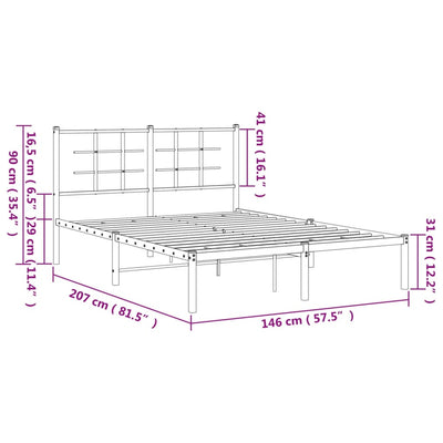 sengeramme med sengegavl 140x200 cm metal hvid