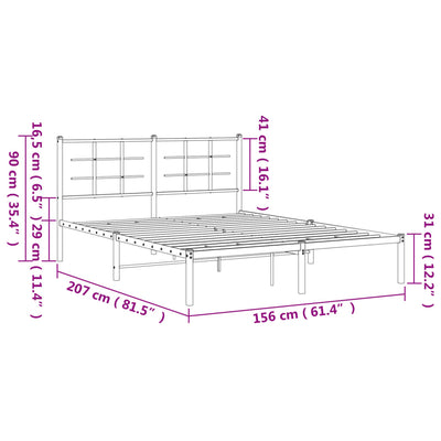 sengeramme med sengegavl 150x200 cm metal hvid