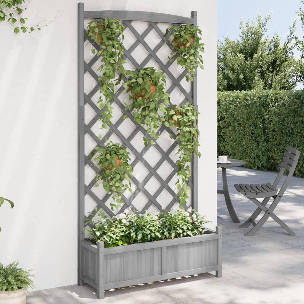 plantekasse med espalier massivt grantræ grå