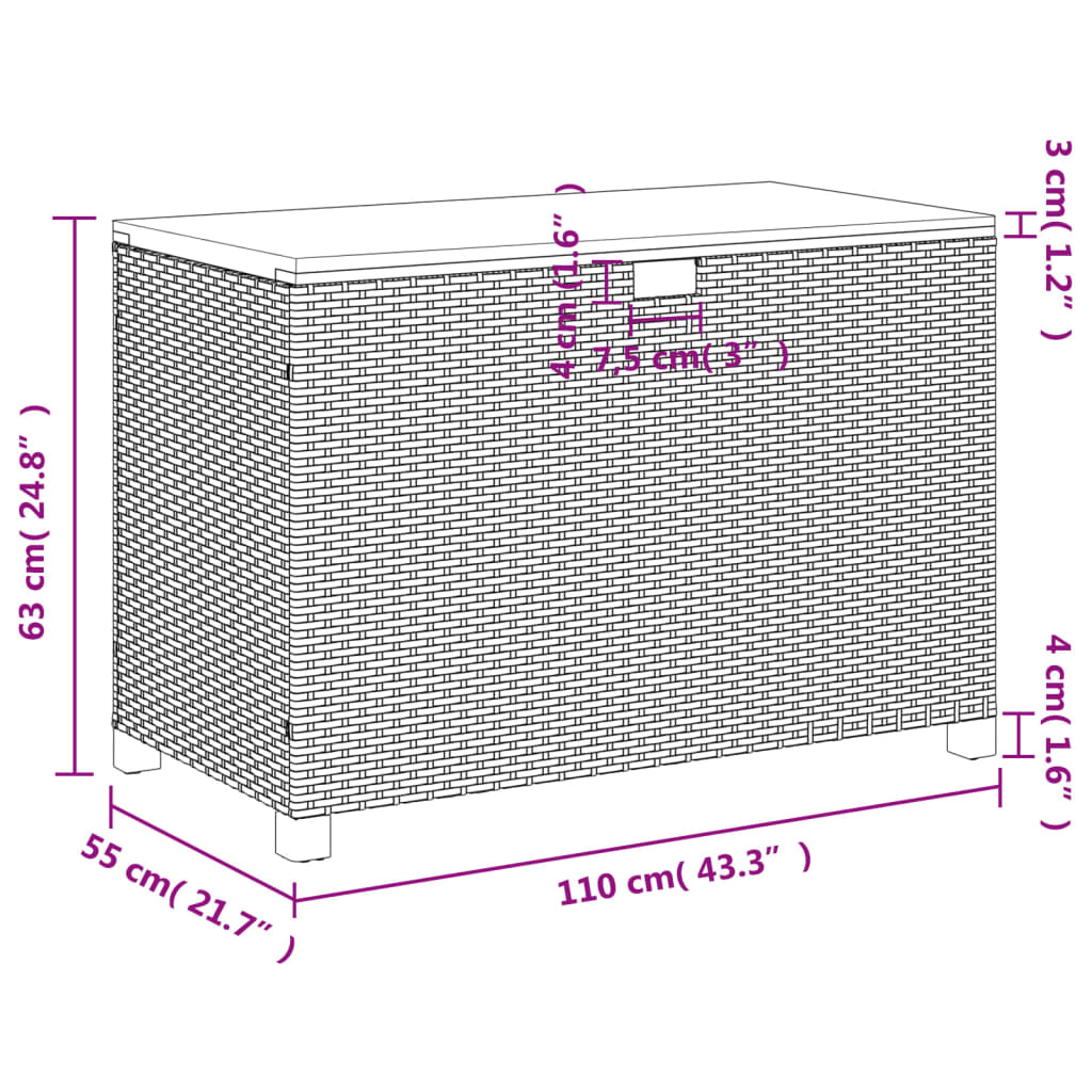 opbevaringsboks til haven 110x55x63 cm polyrattan akacie beige