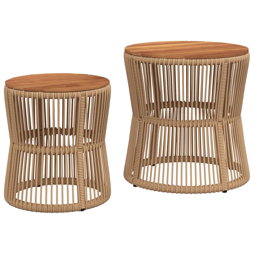 haveborde 2 stk. med træplade polyrattan beige