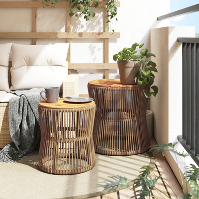 haveborde 2 stk. med træplade polyrattan beige