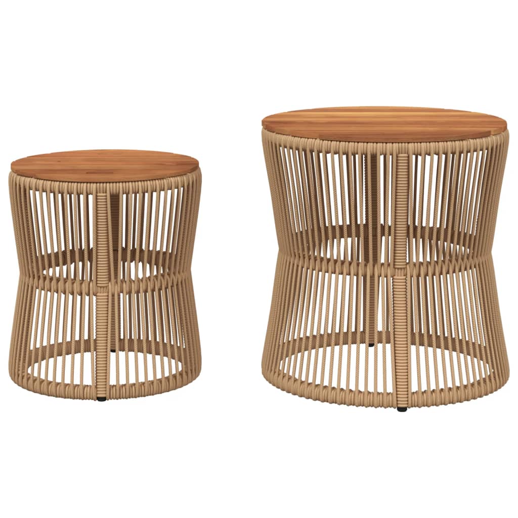 haveborde 2 stk. med træplade polyrattan beige