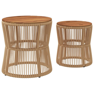 haveborde 2 stk. med træplade polyrattan beige