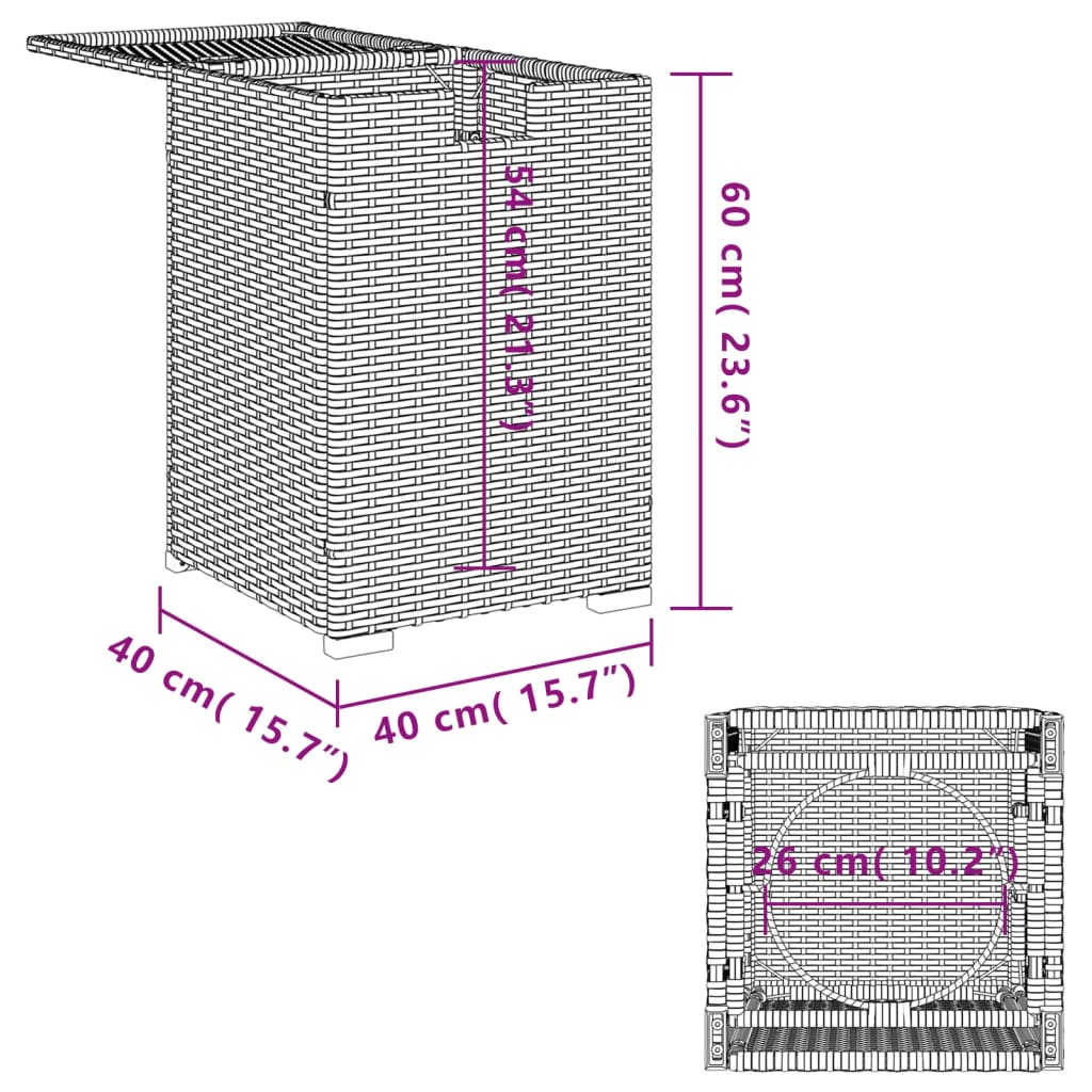 gasflaskeskjuler 40x40x60 cm polyrattan sort