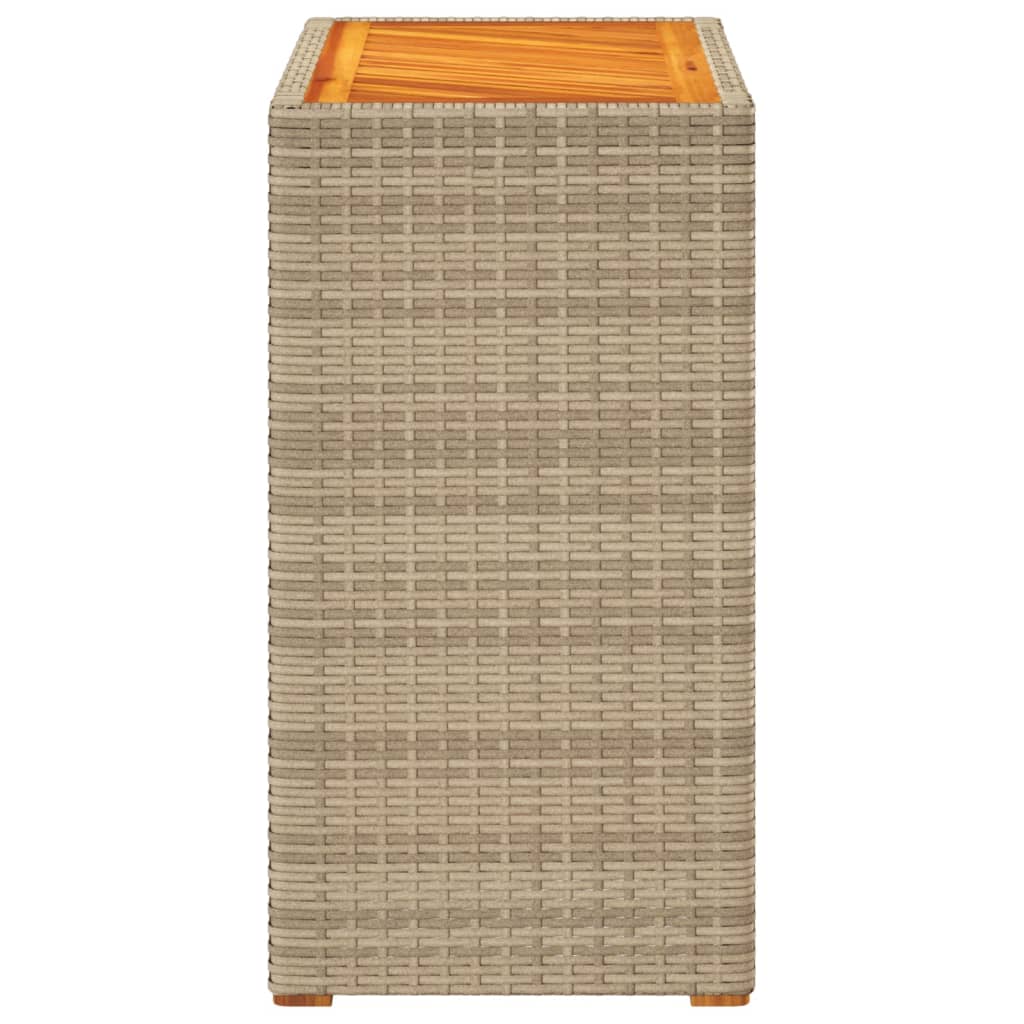 havebord med trætop 60x40x75 cm polyrattan beige