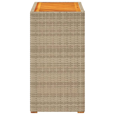 havebord med trætop 60x40x75 cm polyrattan beige