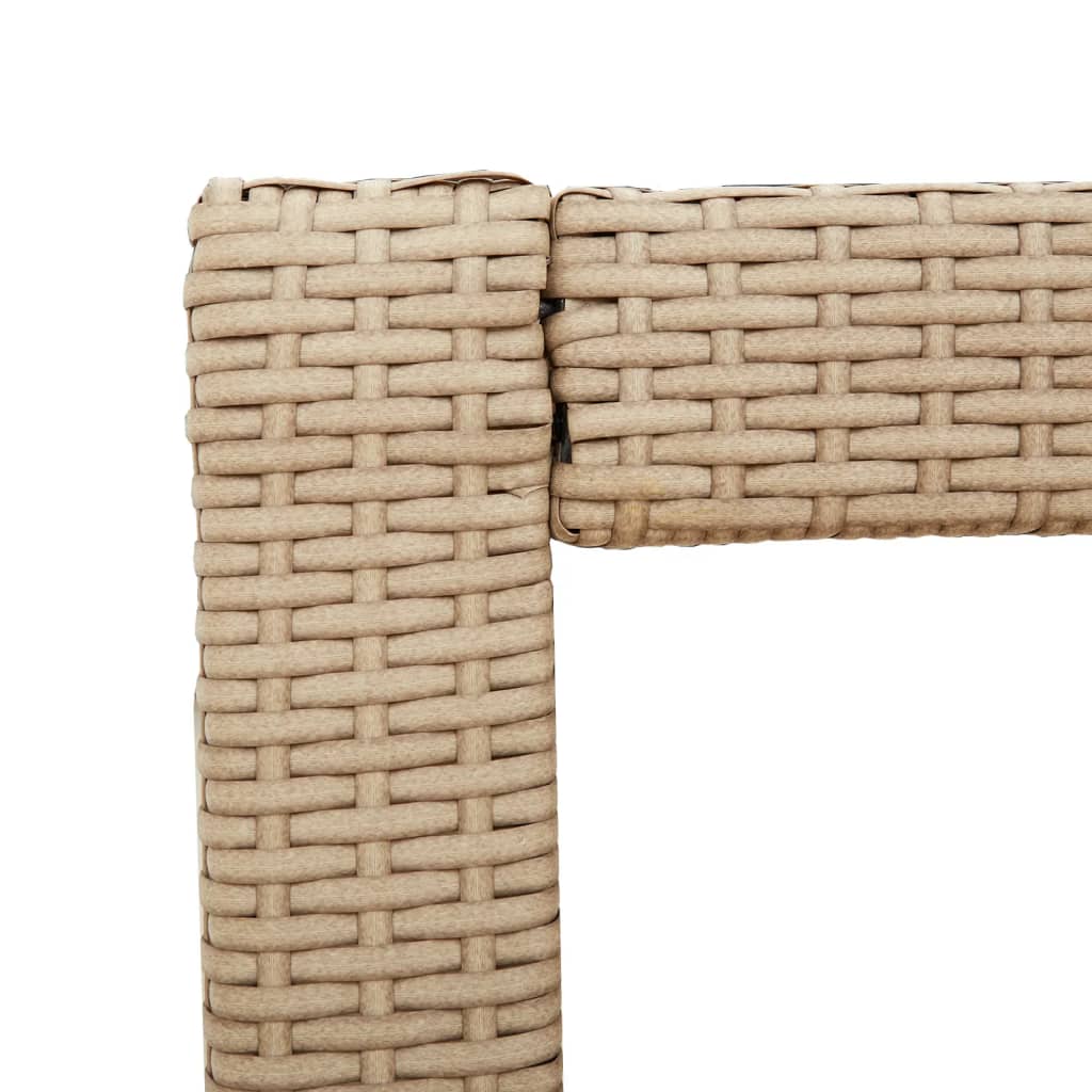 havebord med trætop 60x40x75 cm polyrattan beige