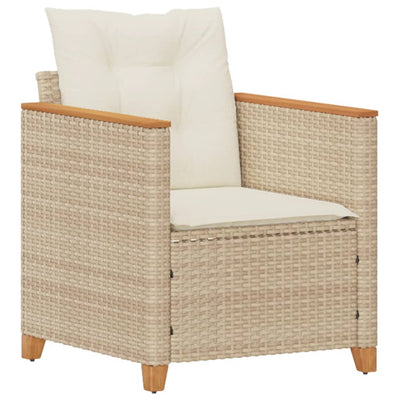 havestole med hynder polyrattan beige