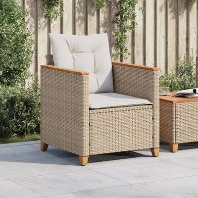 havestole med hynder polyrattan beige