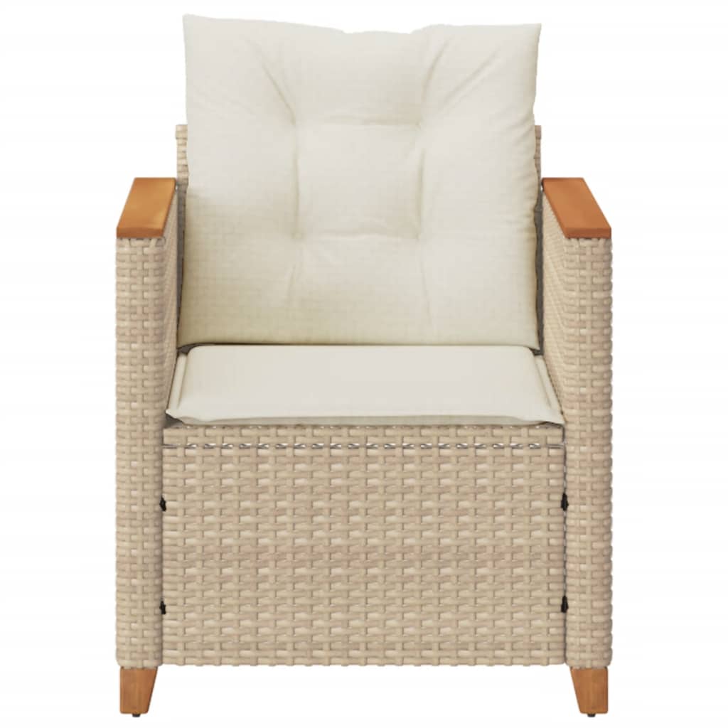 havestole med hynder polyrattan beige