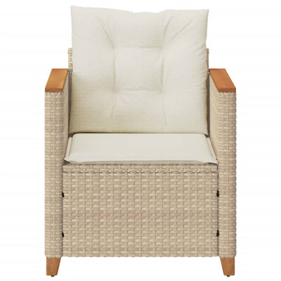 havestole med hynder polyrattan beige