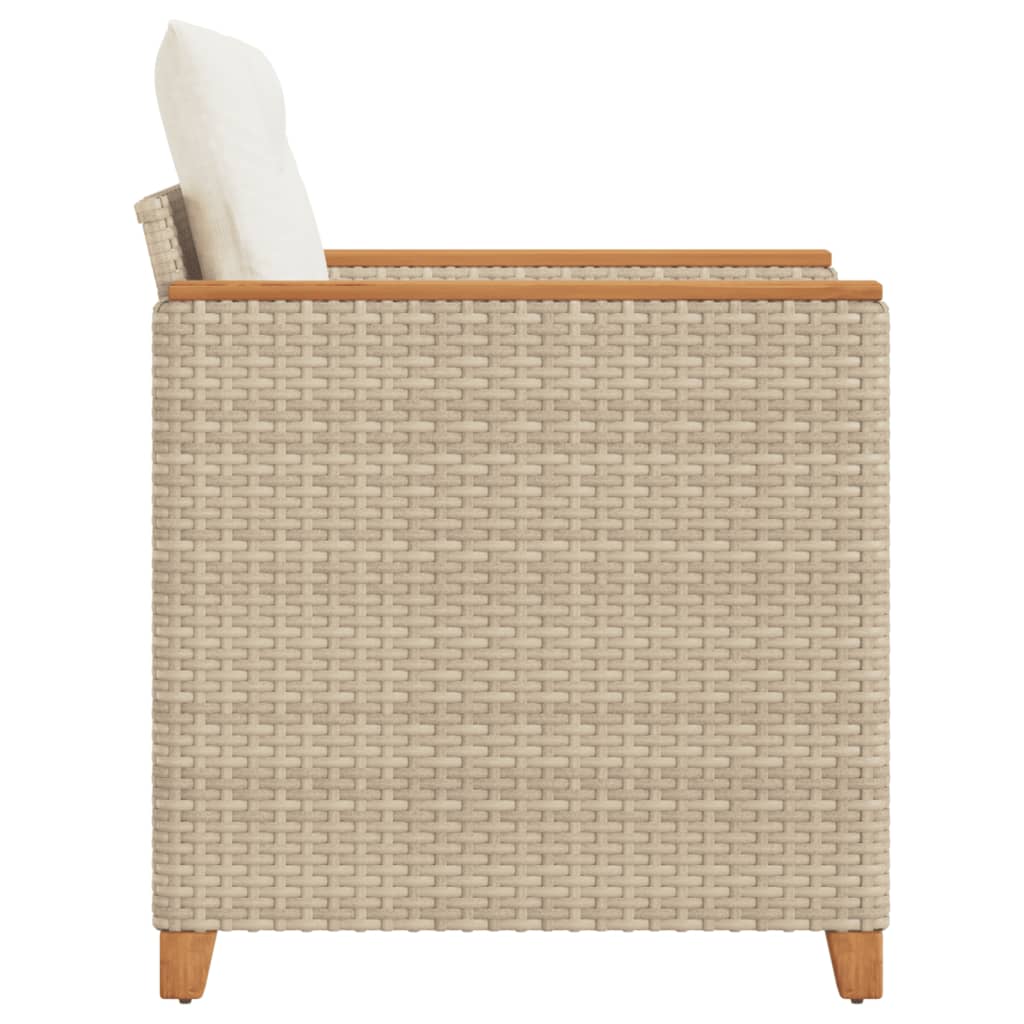 havestole med hynder polyrattan beige