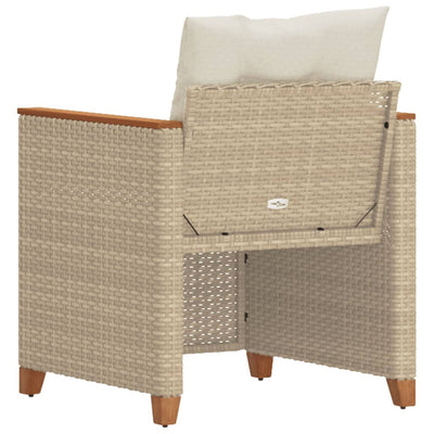 havestole med hynder polyrattan beige