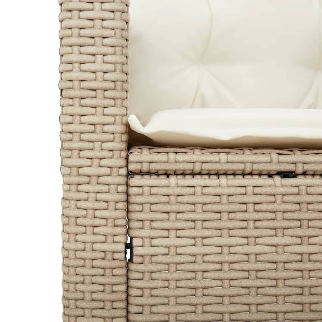 havestole med hynder polyrattan beige