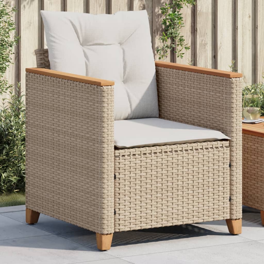 havestole med hynder polyrattan beige