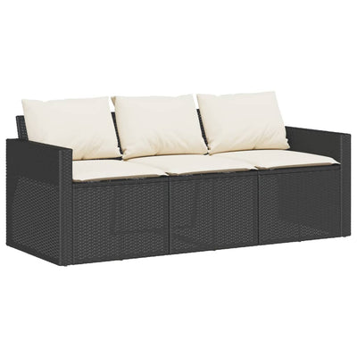 3-personers havesofa med hynder polyrattan sort