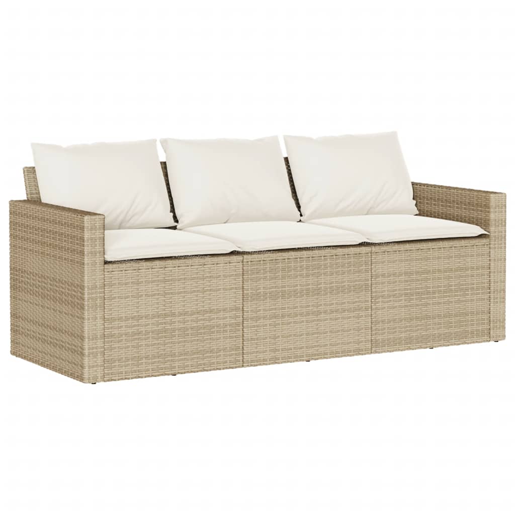 3-personers havesofa med hynder polyrattan beige