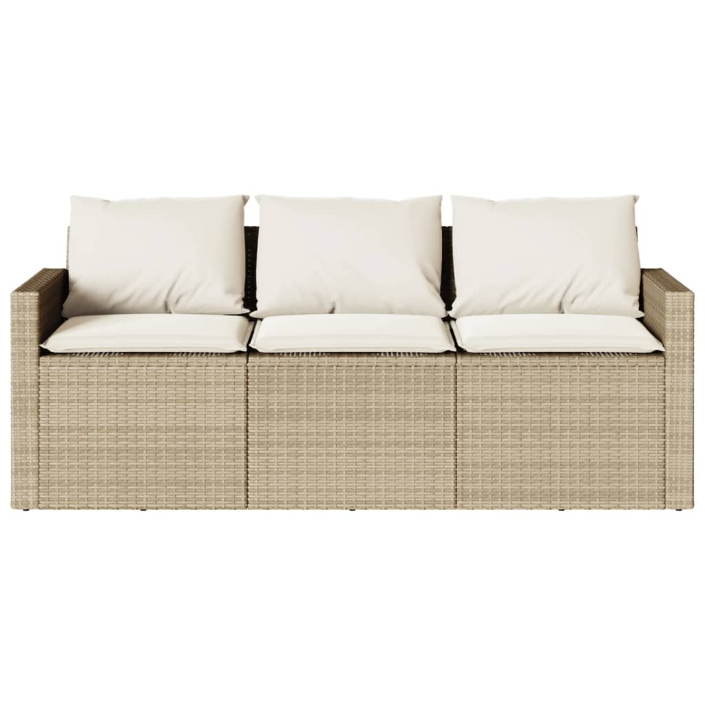 3-personers havesofa med hynder polyrattan beige