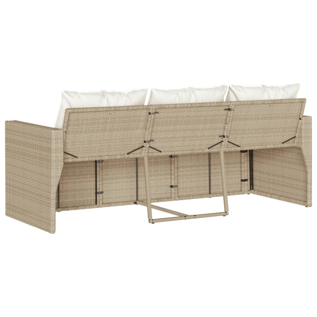 3-personers havesofa med hynder polyrattan beige