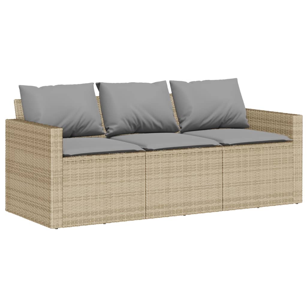 3-personers havesofa med hynder polyrattan beige