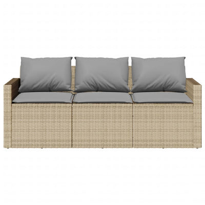 3-personers havesofa med hynder polyrattan beige