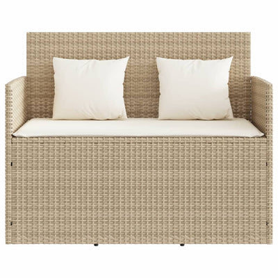 havebænk med hynder polyrattan beige