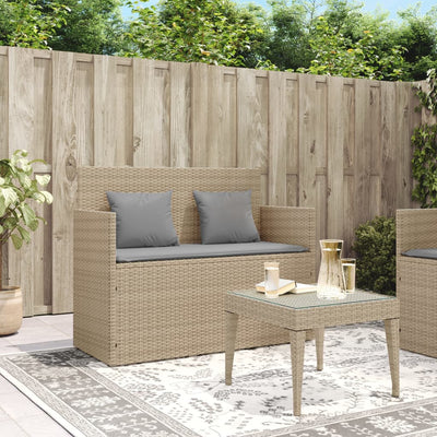 havebænk med hynder polyrattan beige