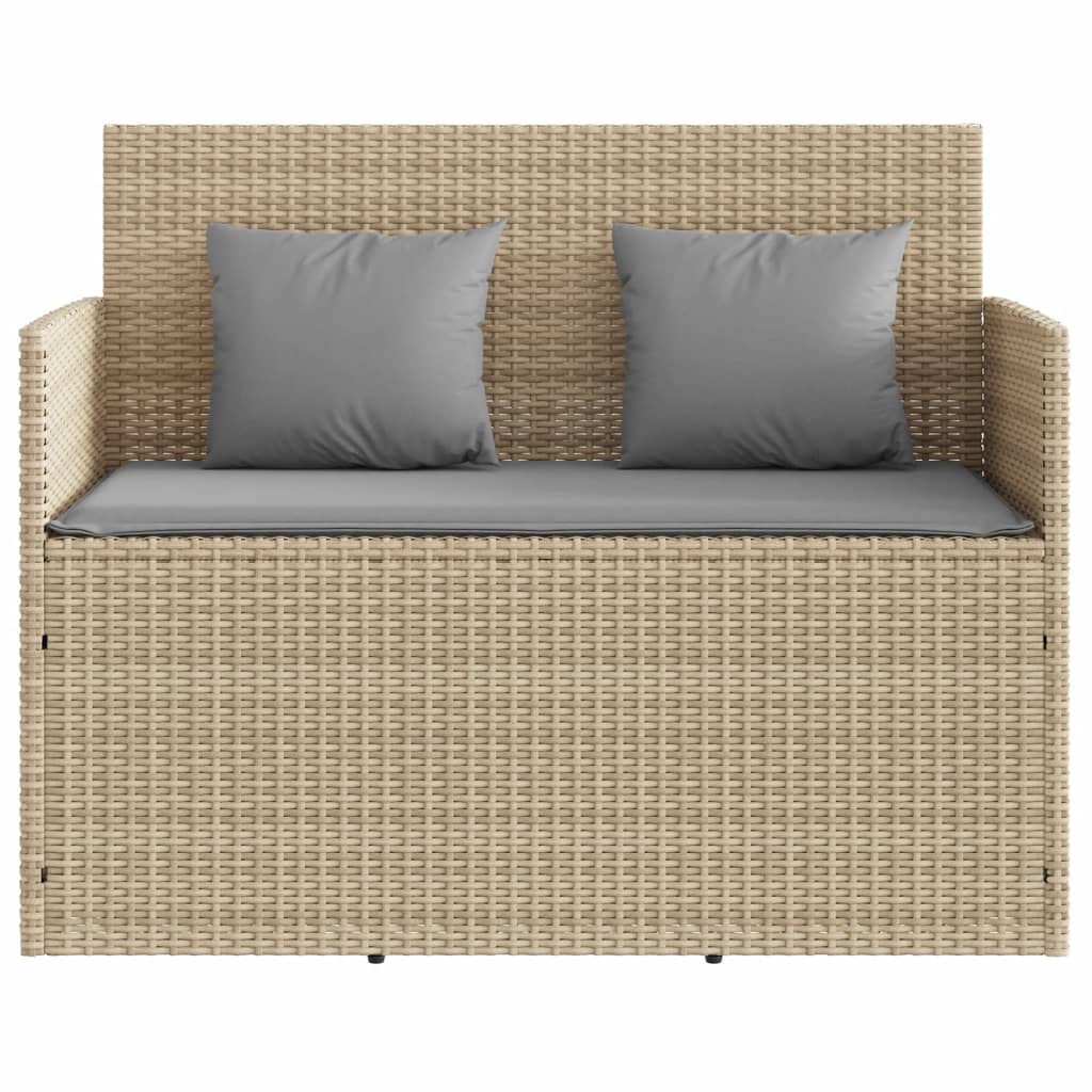 havebænk med hynder polyrattan beige