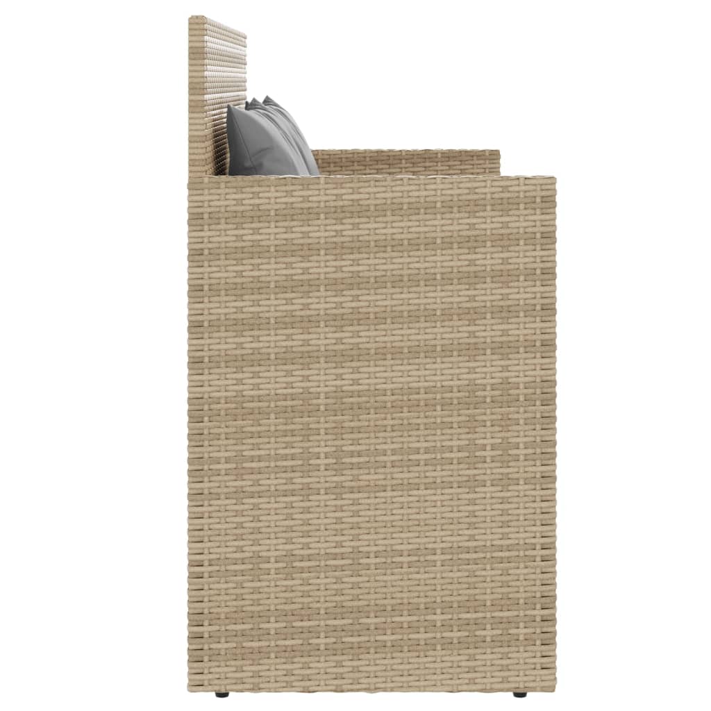 havebænk med hynder polyrattan beige