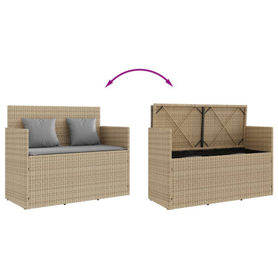 havebænk med hynder polyrattan beige