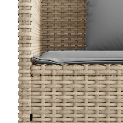 havebænk med hynder polyrattan beige