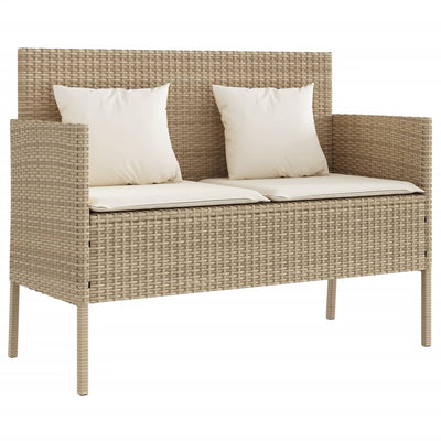 havebænk med hynder polyrattan beige